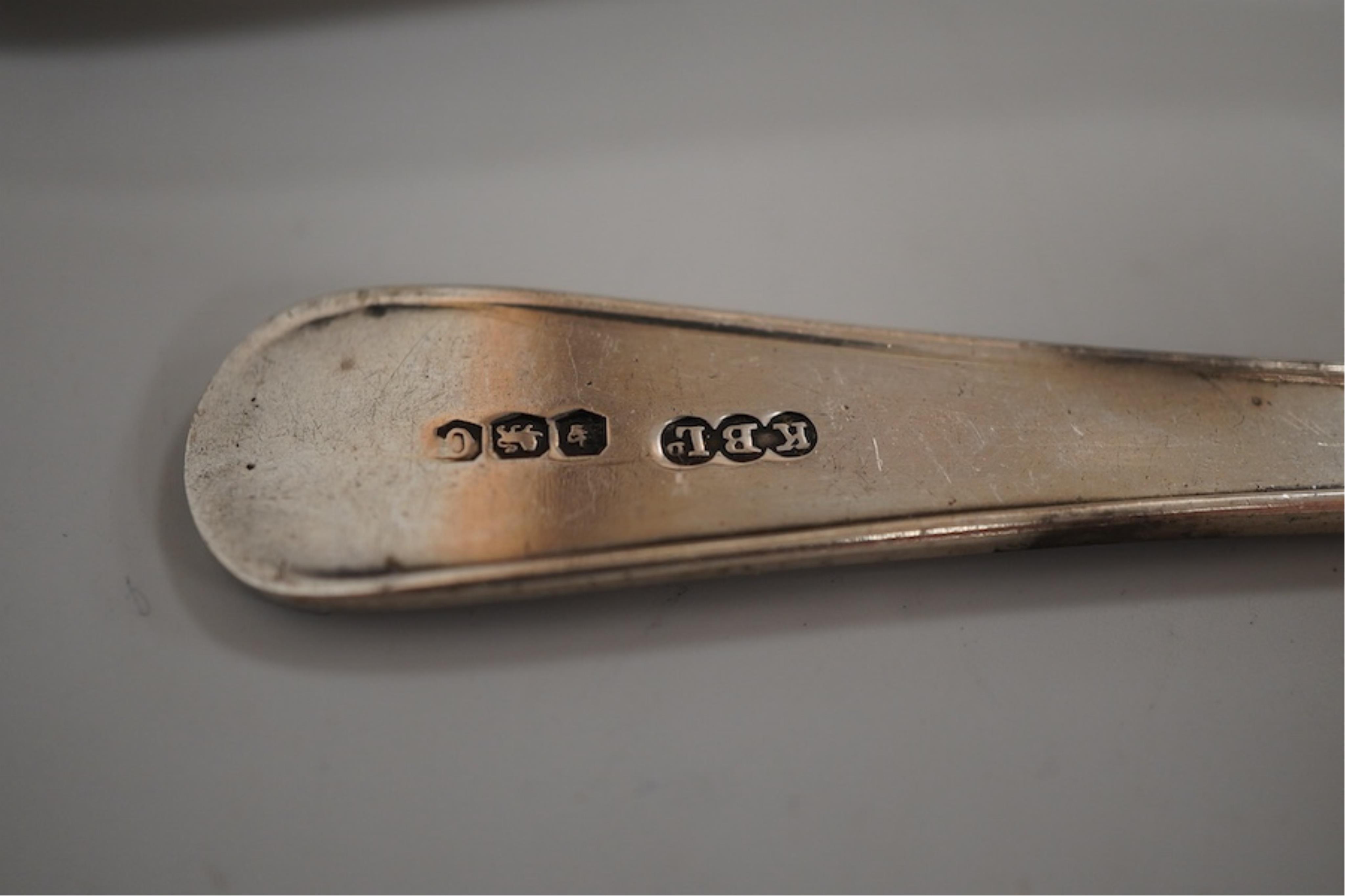 Two silver condiments and two sterling condiments, together with a set of six George V Old English and shell pattern coffee spoons by William Hutton & Sons Ltd, Sheffield, 1933, seven other items of assorted silver flatw